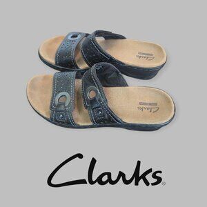 Clarks Leather Lexi Lauren Strap slip On Wedge Sandals Shoes Womens 6M